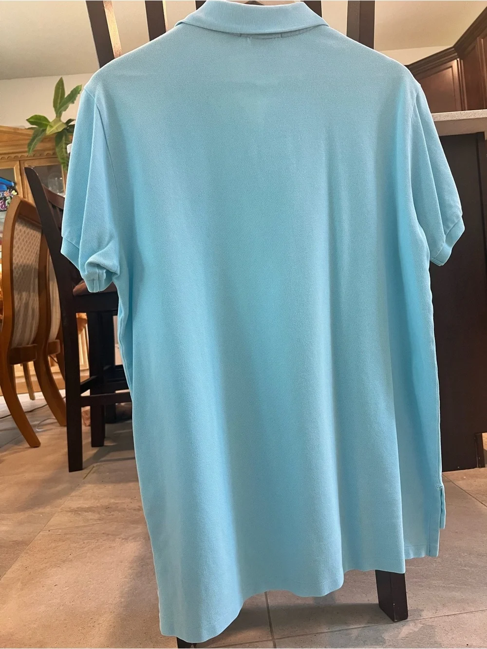 Ralph Lauren Custom Fit Polo Shirt Sky Blue Orange Pony Large Men's Short Sleeve